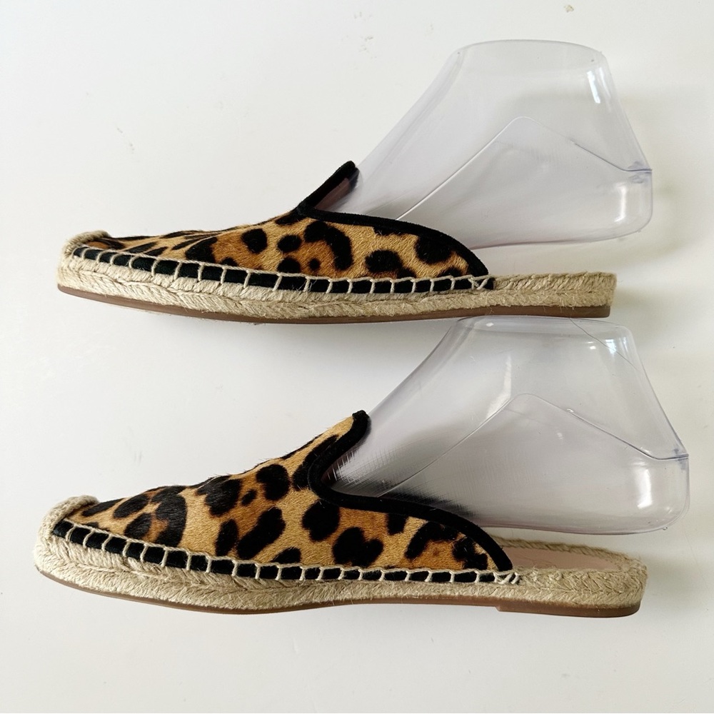 J. Crew Espadrille Mules Leopard Calf Hair Size 7 - Picture 4 of 10